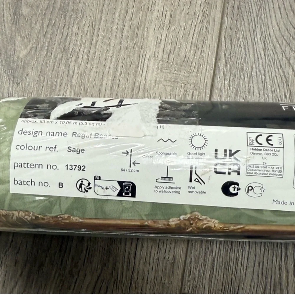 1 roll Holden Wallpaper- Regal Beasts Sage Green Background, 56 sq ft, New!